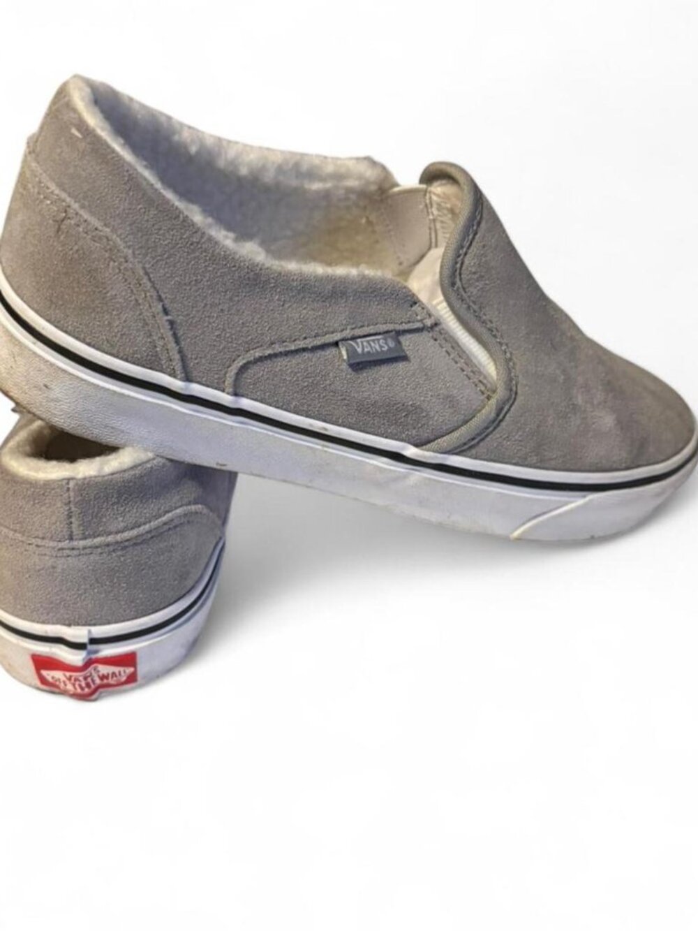 Vans Women's Gray and White Sneakers Size 8.5